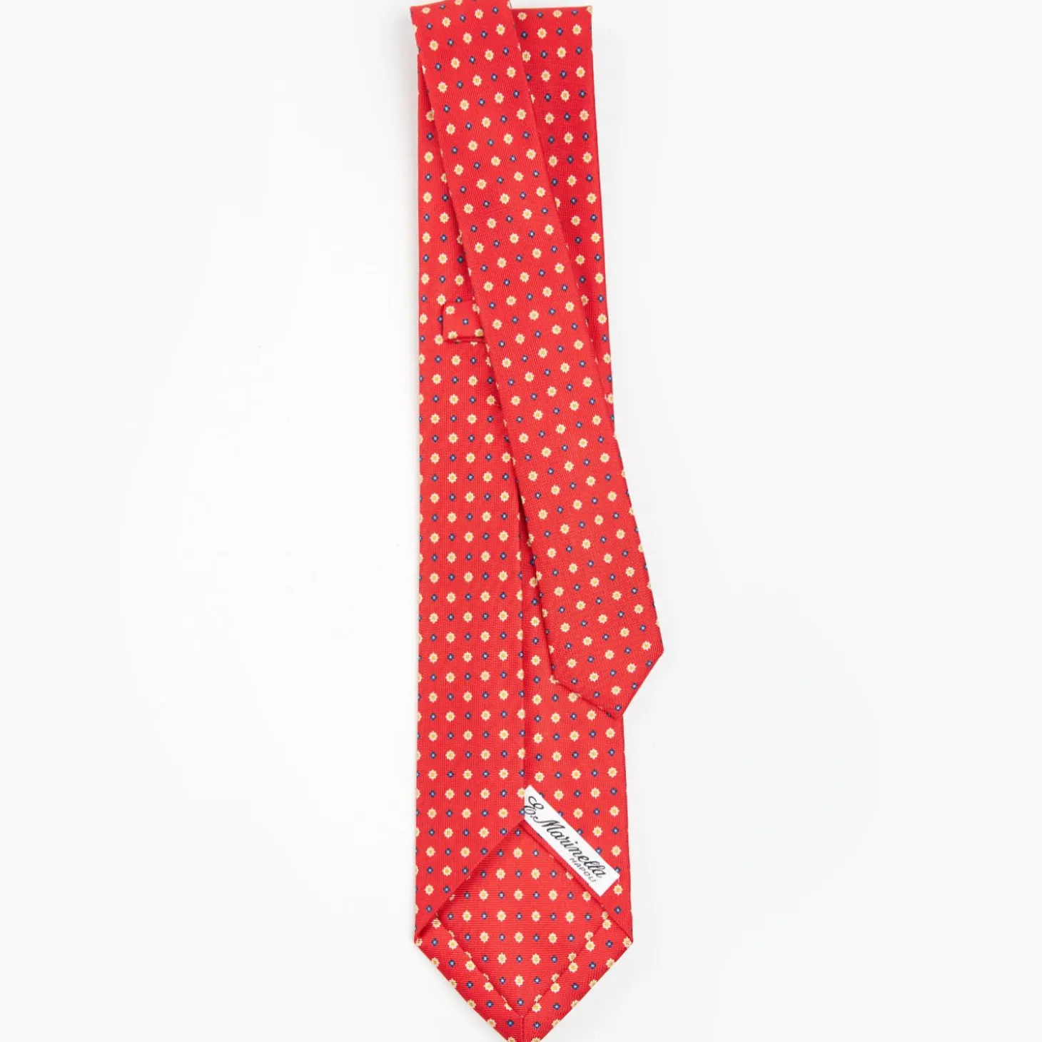Red 5 Fold Sartorial Silk Tie - Small Flower Pattern