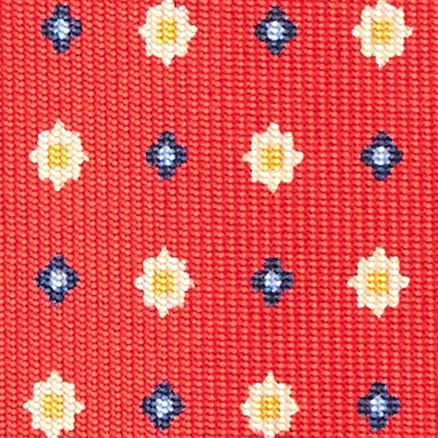 Red 5 Fold Sartorial Silk Tie - Small Flower Pattern