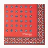 Red Hand-Printed Silk Pocket Square Large Flower Pattern