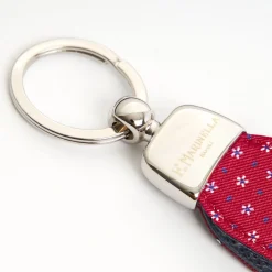 Red Keyfob In Silk And Leather
