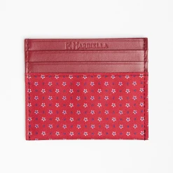 Red Leather And Silk Credit Card Holder