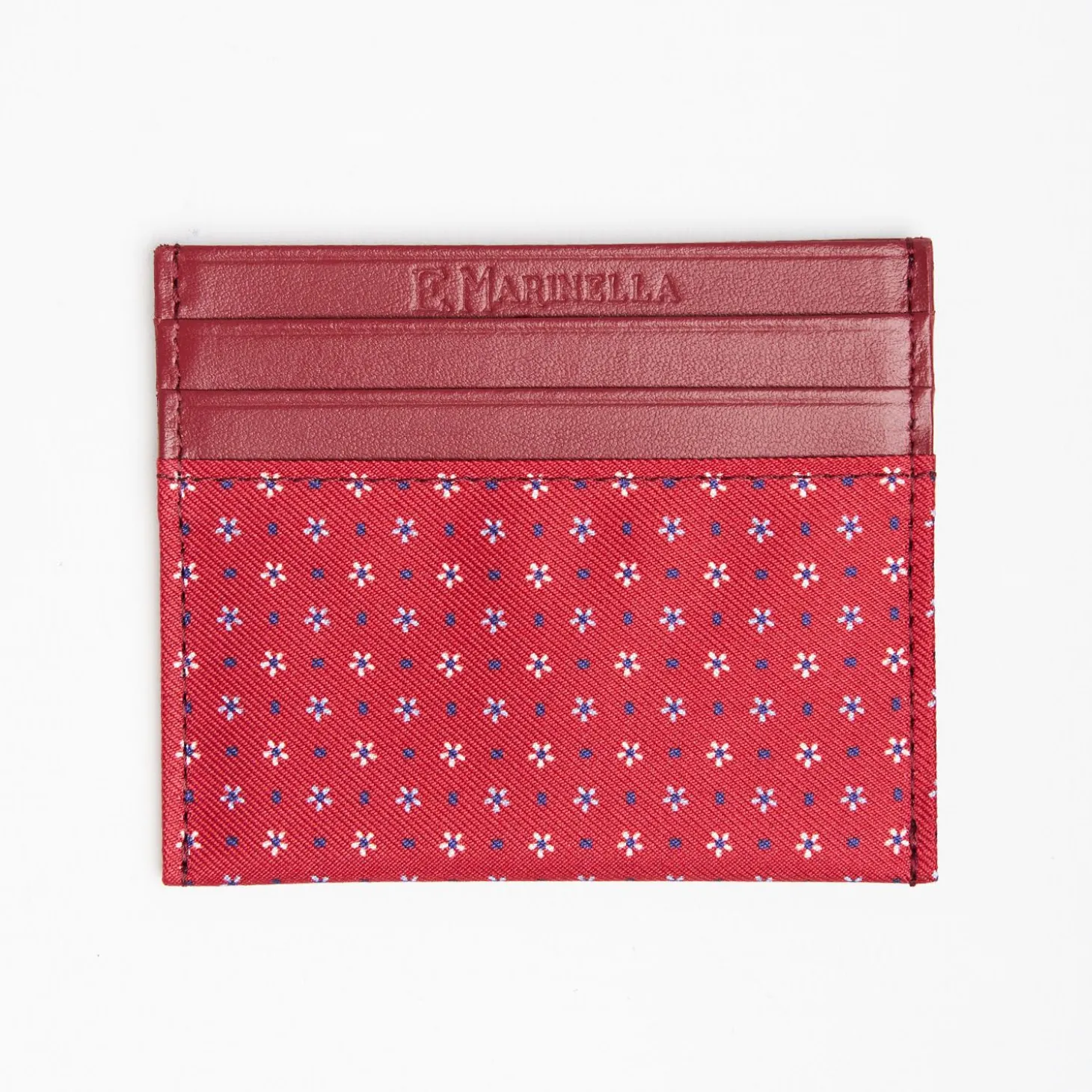 Red Leather And Silk Credit Card Holder