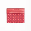 Red Leather And Silk Credit Card Holder 5 Compartments
