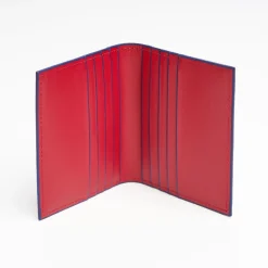 Red Leather Folding Card Holder - 10 Compartments