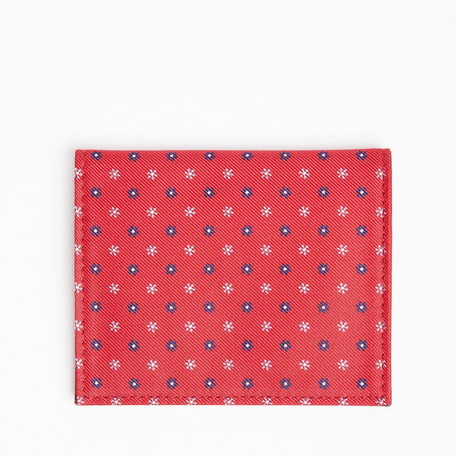 Red Leather Folding Card Holder - 10 Compartments