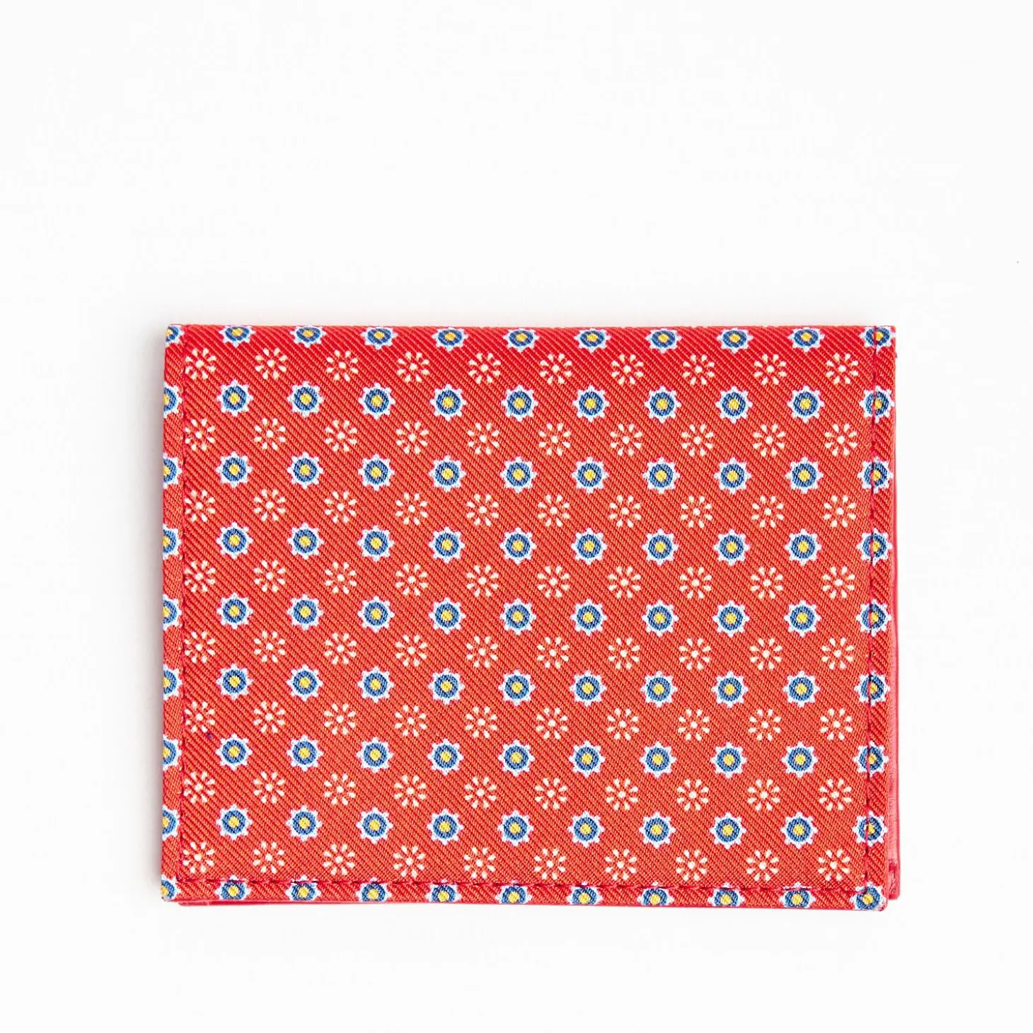 Red Leather Folding Card Holder - 10 Compartments