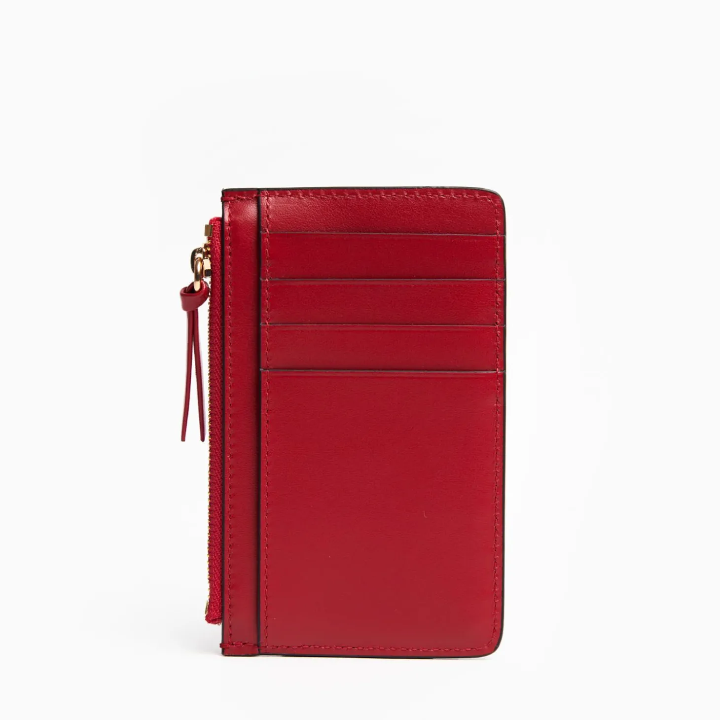 Red Leather Zip Credit Card Holder