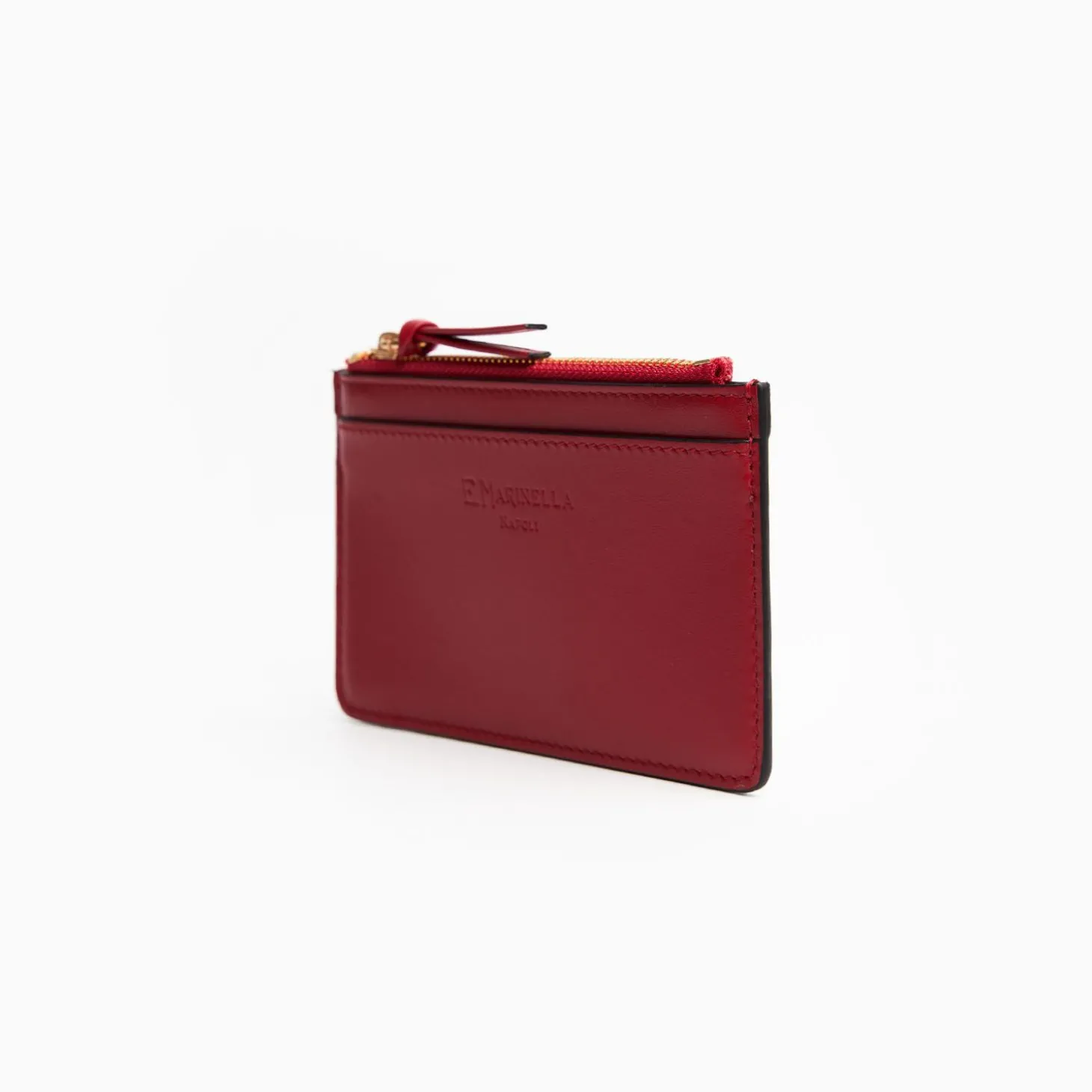 Red Leather Zip Credit Card Holder