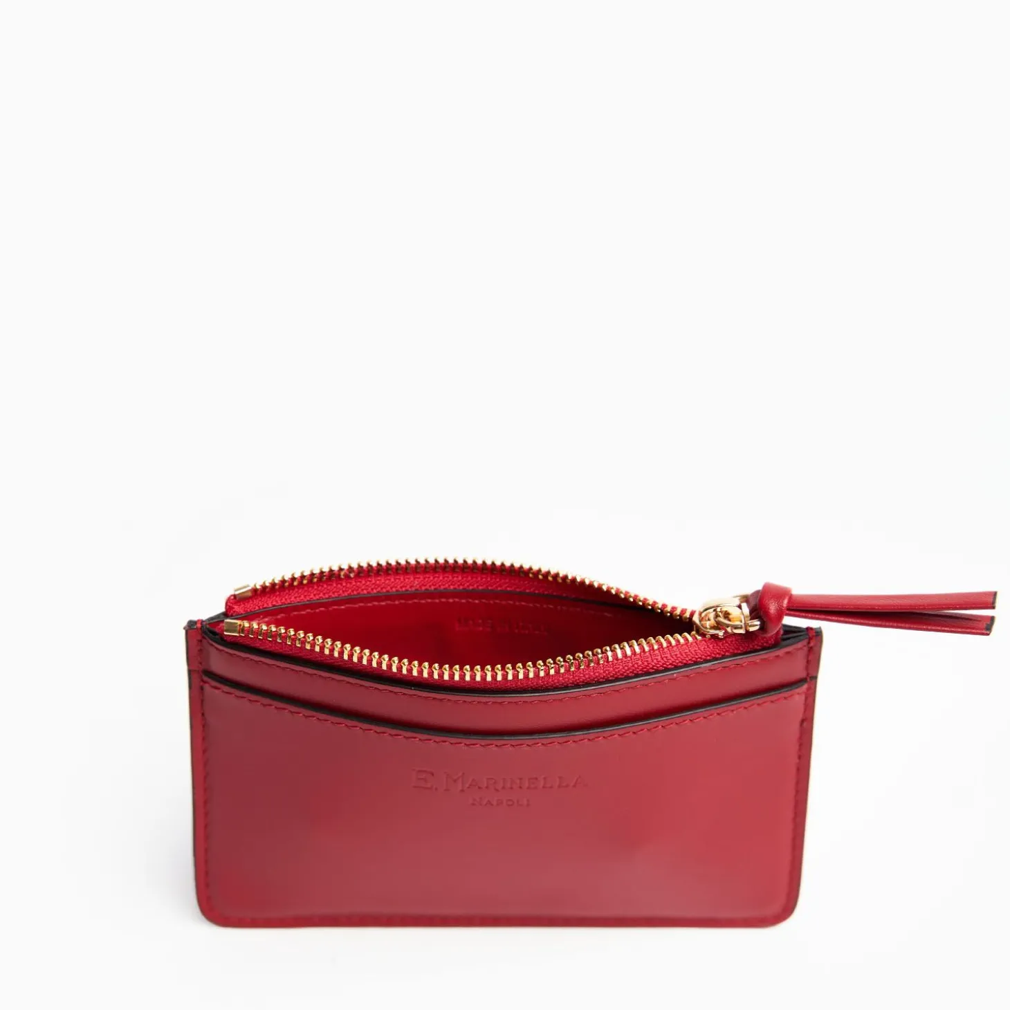 Red Leather Zip Credit Card Holder