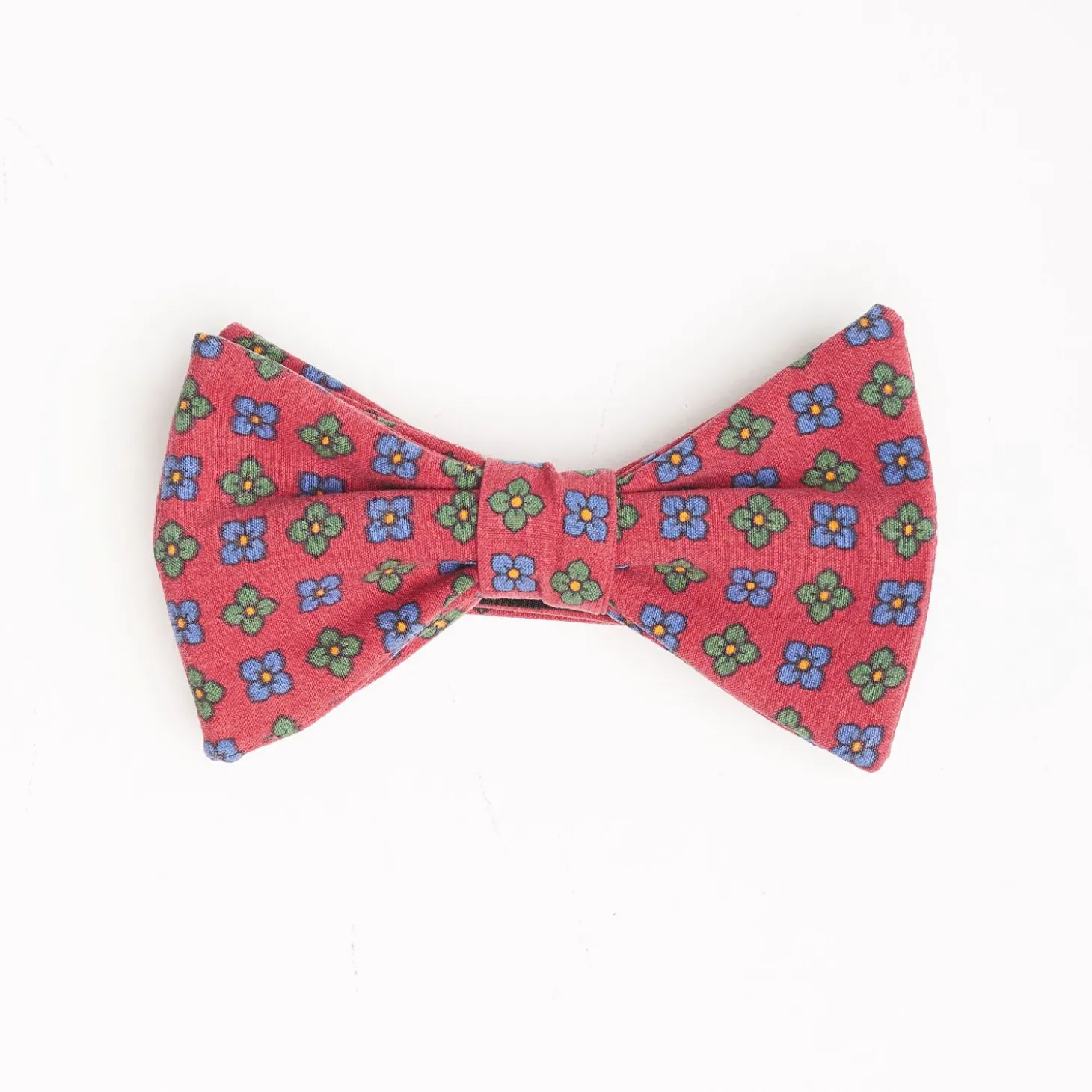 Red Pre-Knotted Silk Bowtie - Large Flower Pattern