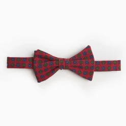 Red Pre-Knotted Silk Bowtie - Large Flower Pattern
