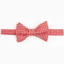 Red Pre-Knotted Silk Bowtie- Small Geometric Pattern