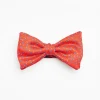 Red Pre-Knotted Silk Bowtie- Small Flower Pattern
