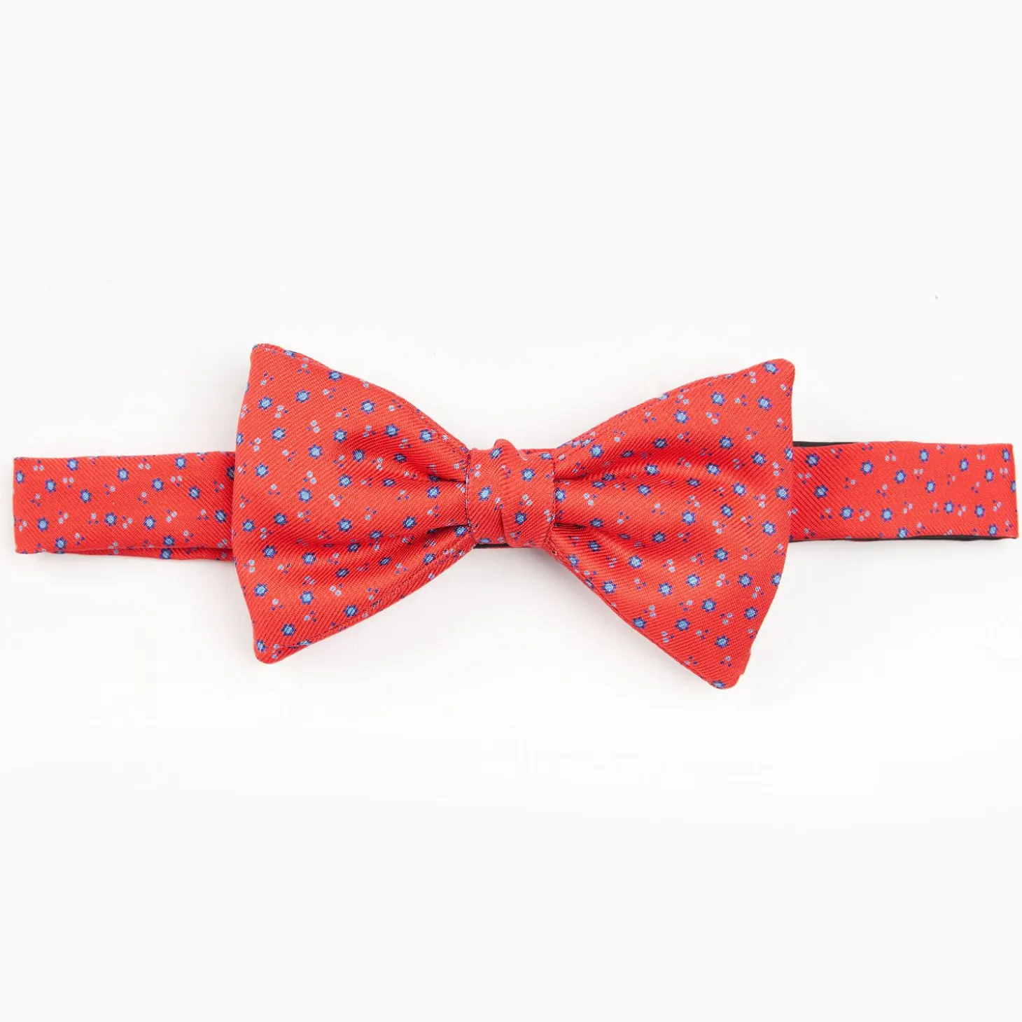 Red Pre-Knotted Silk Bowtie- Small Flower Pattern