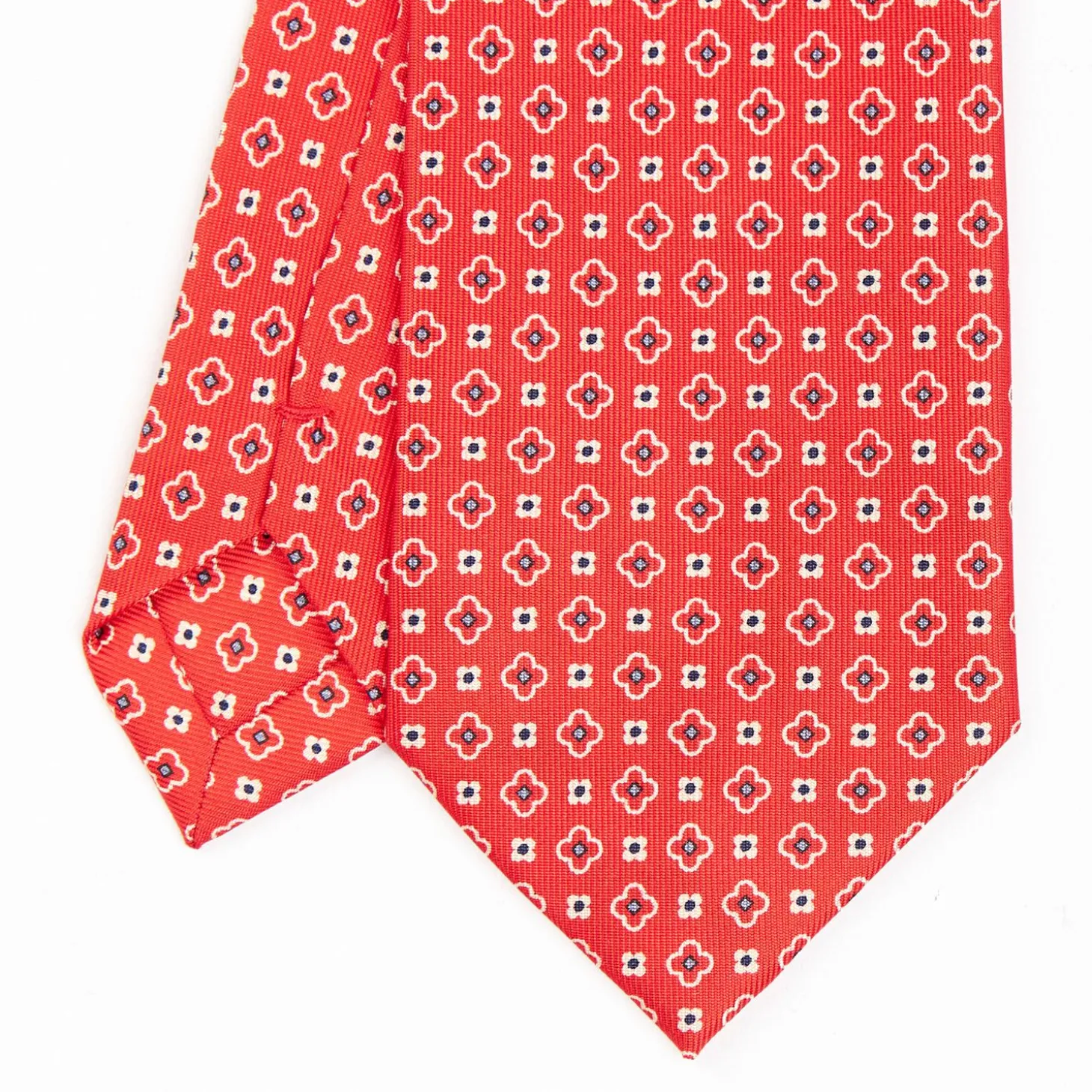 Red Sartorial Classic Silk Tie - Small Flower Pattern