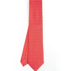 Red Sartorial Classic Silk Tie - Small Flower Pattern