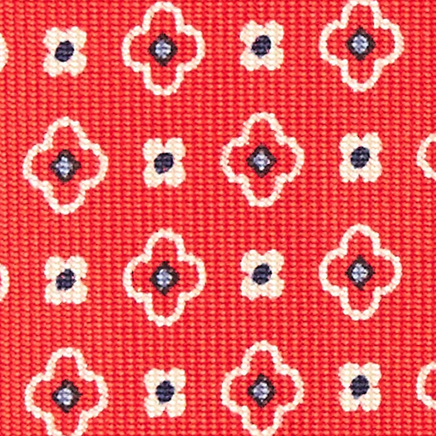 Red Sartorial Classic Silk Tie - Small Flower Pattern