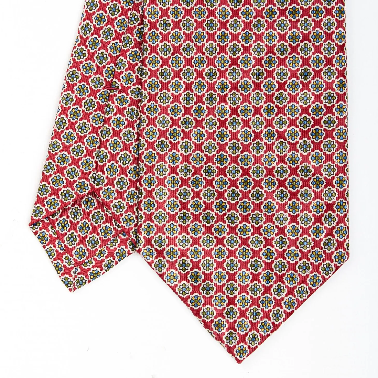 Red Sartorial Classic Silk Tie - Small Flower Pattern