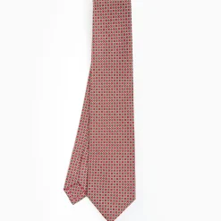 Red Sartorial Classic Silk Tie - Small Flower Pattern