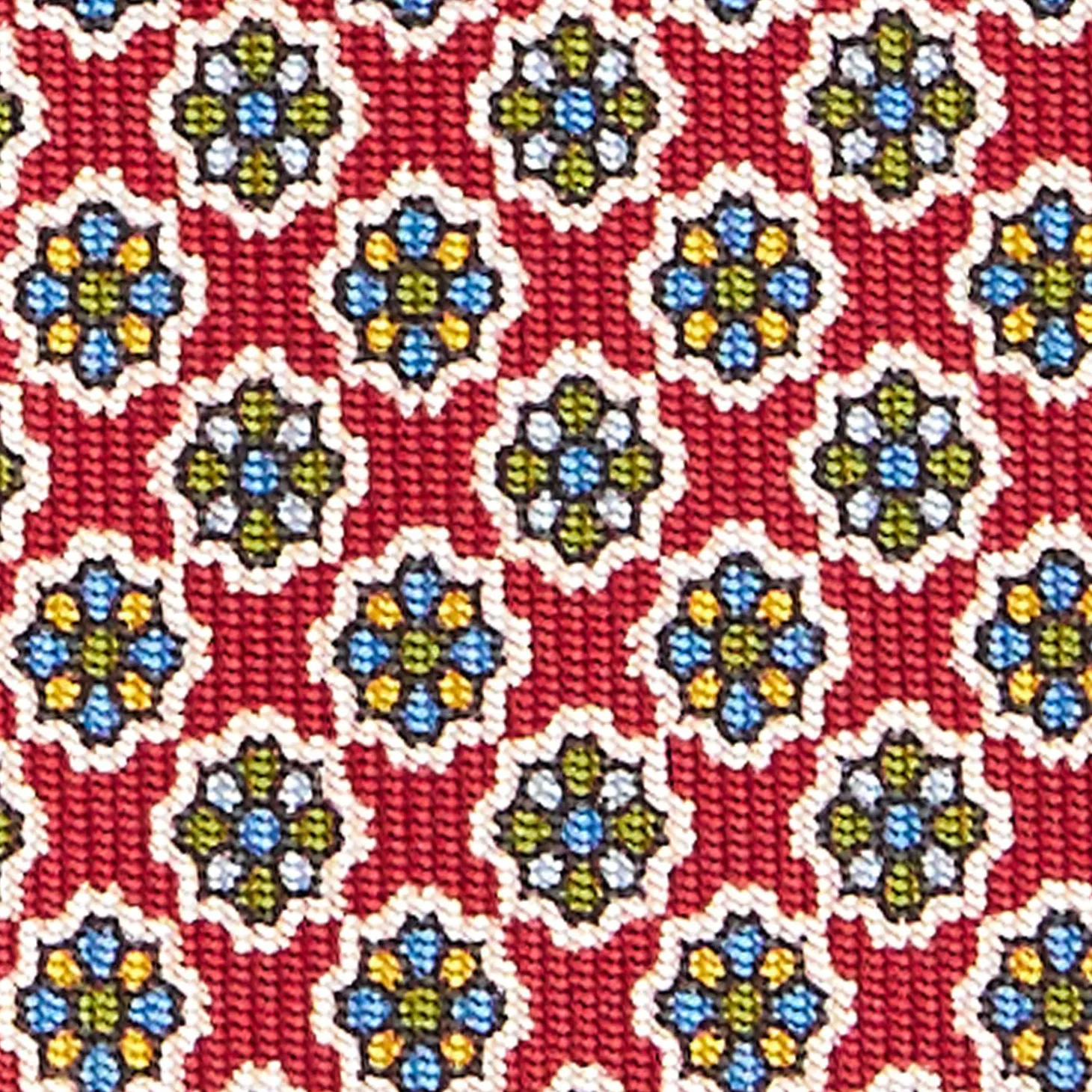 Red Sartorial Classic Silk Tie - Small Flower Pattern