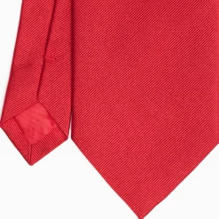Red Sartorial Jacquard Silk Tie - Solid Color