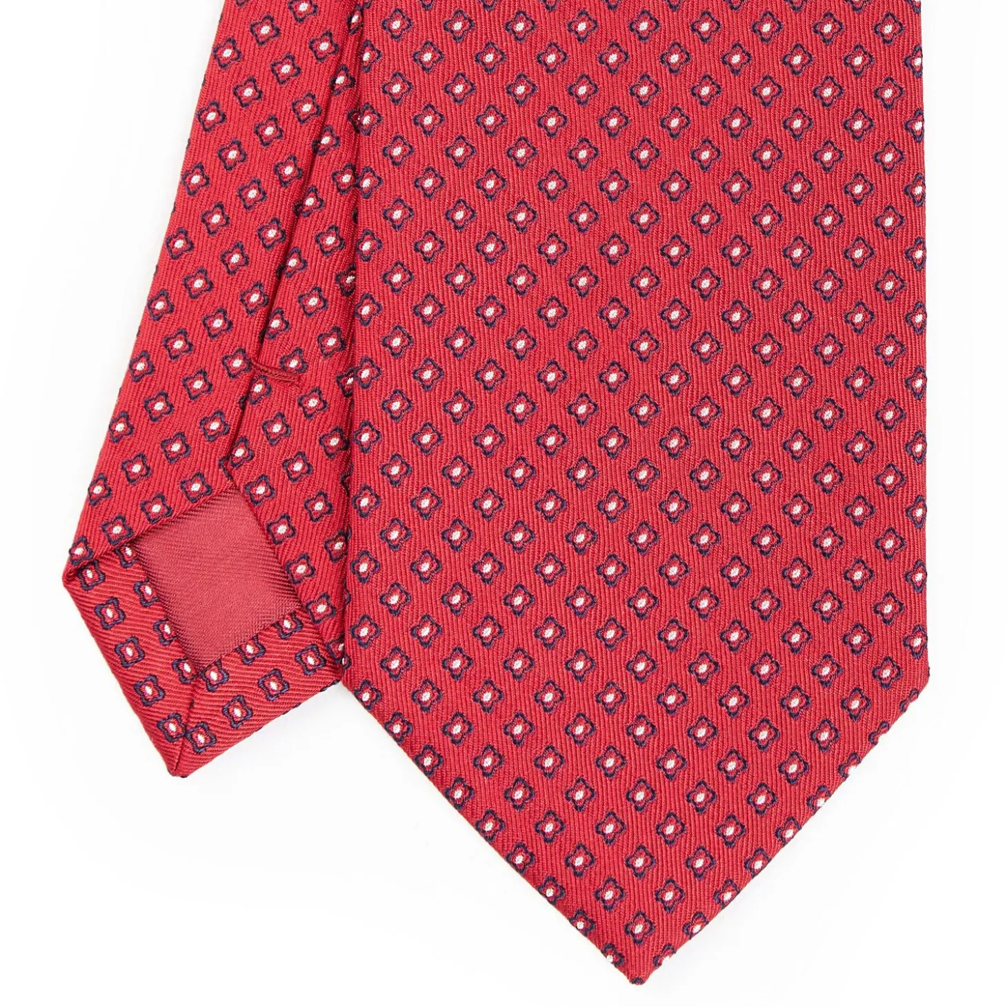 Red Sartorial Jacquard Silk Tie - Small Geometric Pattern