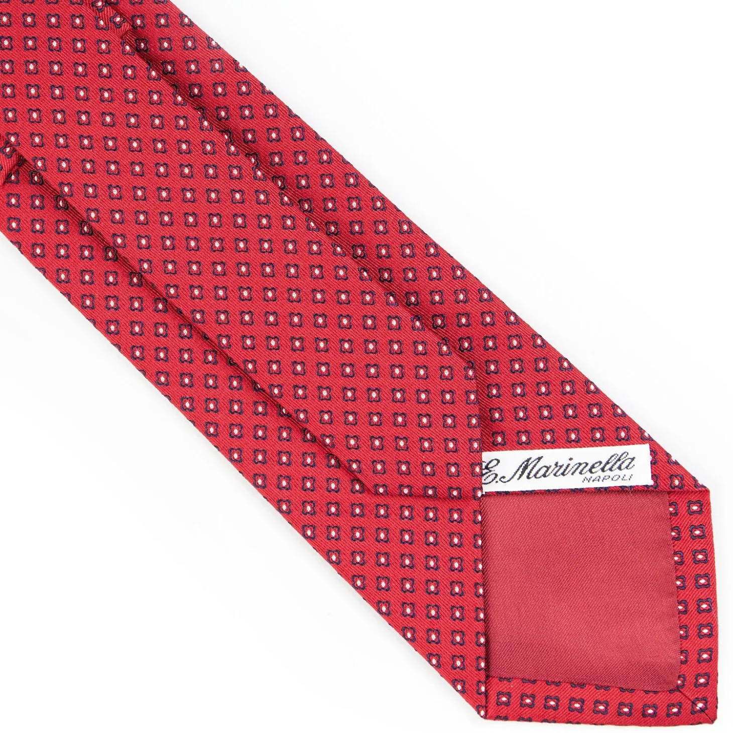 Red Sartorial Jacquard Silk Tie - Small Geometric Pattern