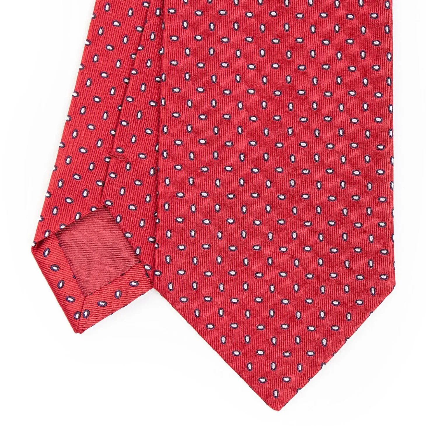 Red Sartorial Jacquard Silk Tie - Small Geometric Pattern