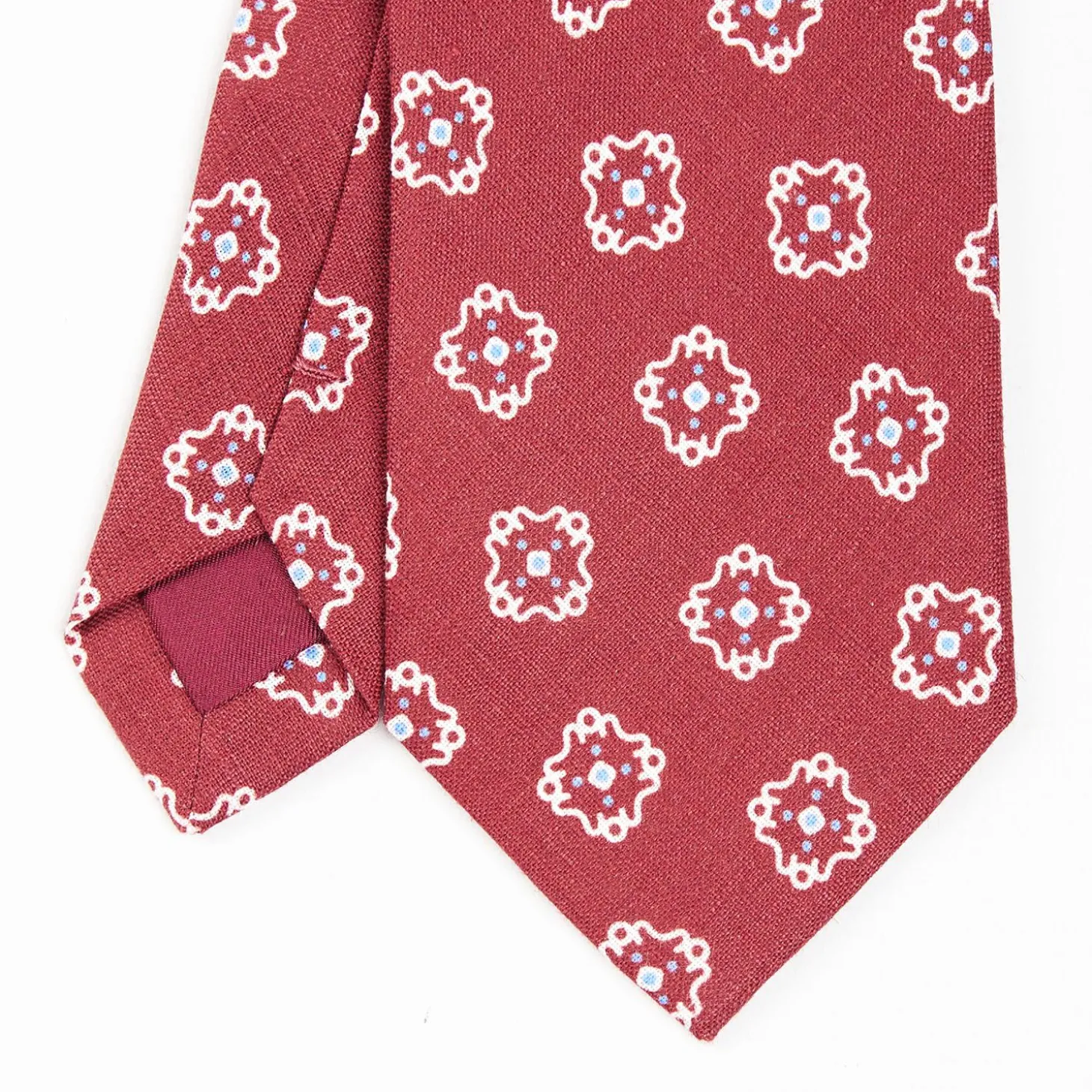 Red Sartorial Linen Tie - Large Flower Pattern