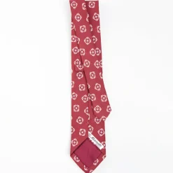 Red Sartorial Linen Tie - Large Flower Pattern