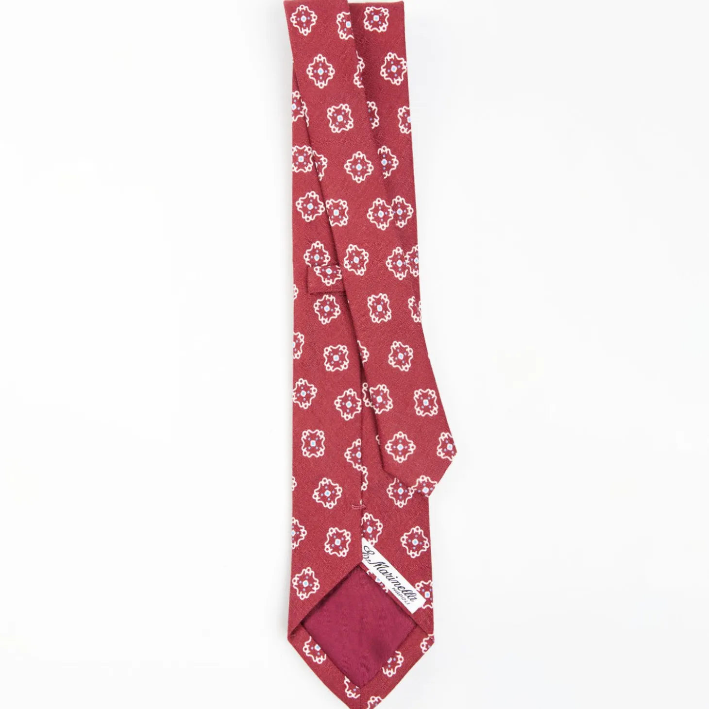 Red Sartorial Linen Tie - Large Flower Pattern
