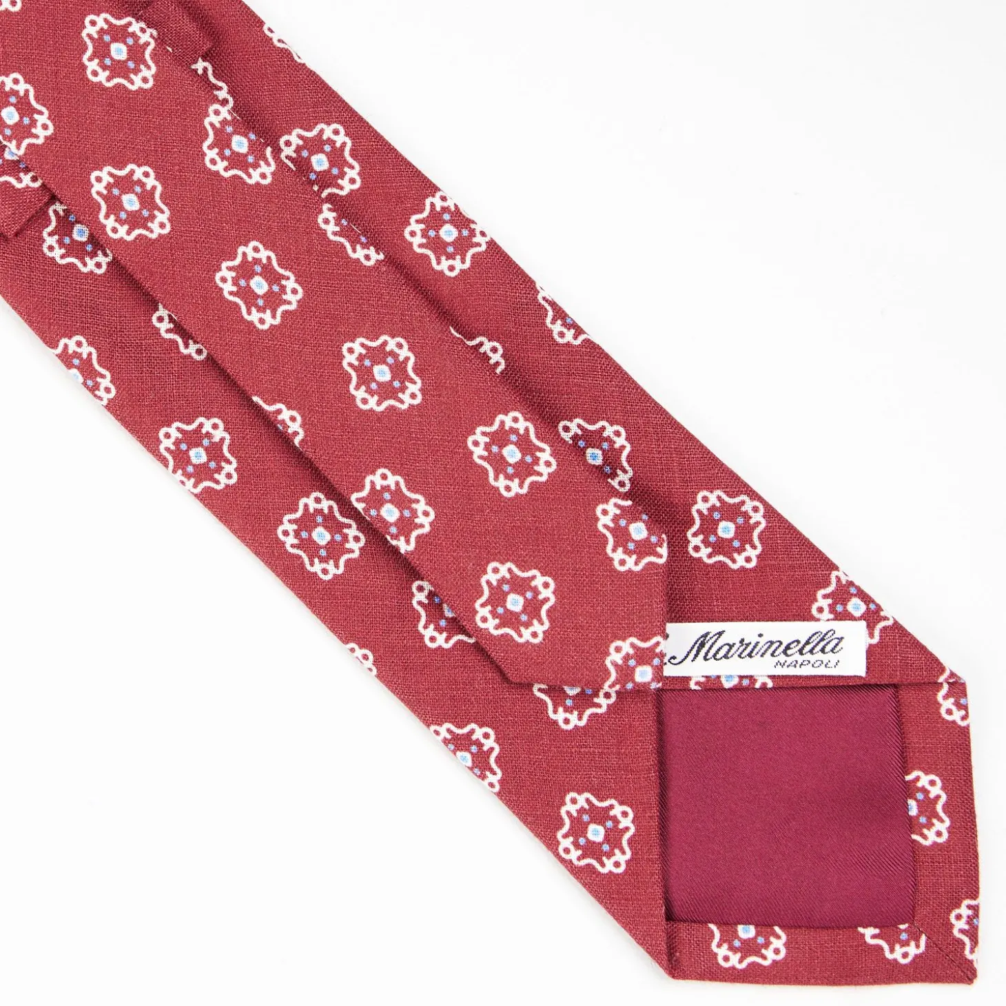 Red Sartorial Linen Tie - Large Flower Pattern