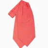 Red Silk Ascot Tie - Small Flower Designs