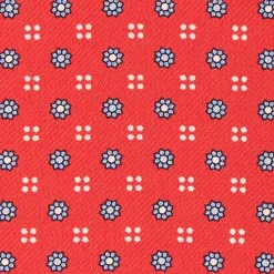 Red Silk Ascot Tie - Small Flower Designs
