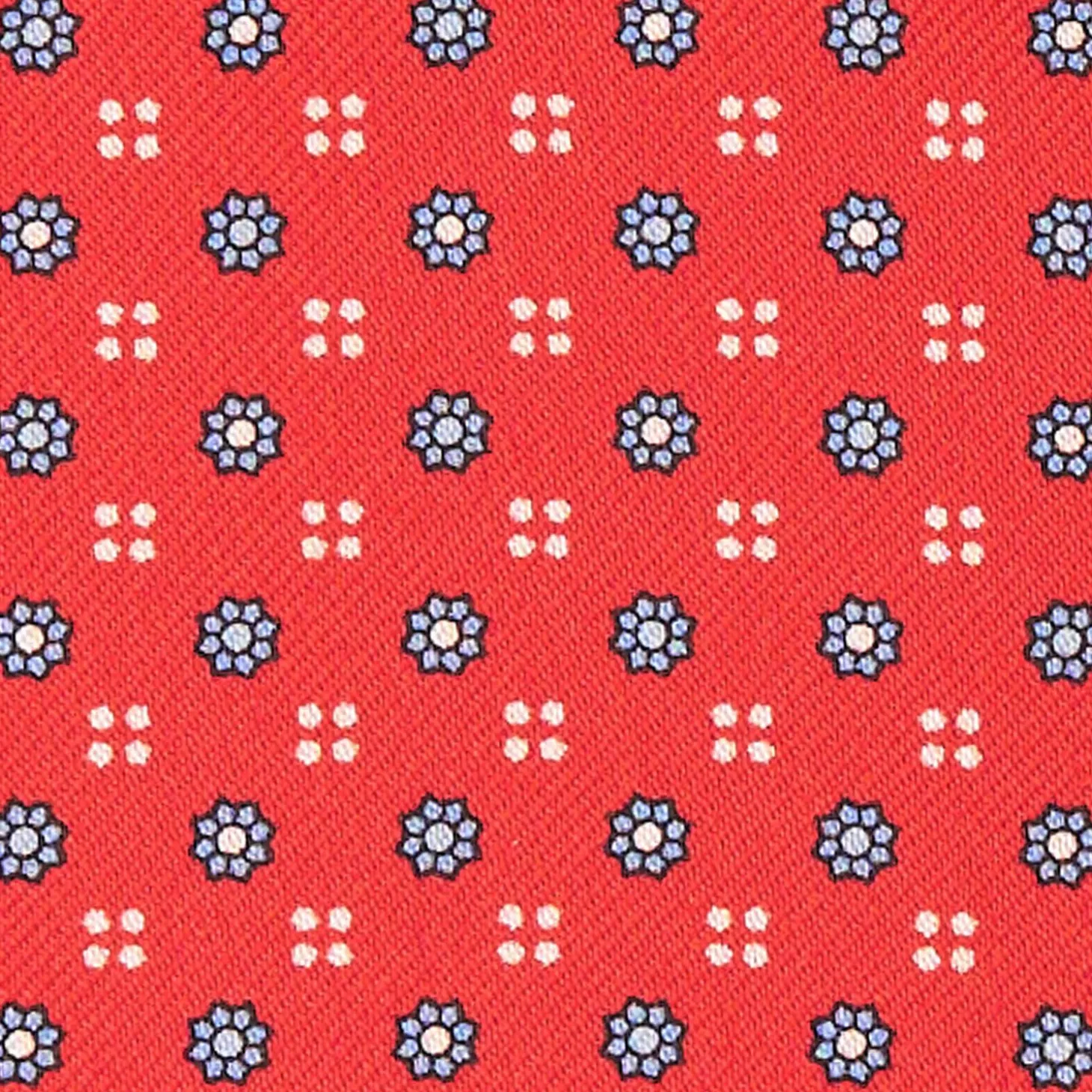 Red Silk Ascot Tie - Small Flower Designs