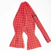 Red Silk Bowtie To Self-Tie - Small Flower Pattern