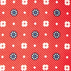 Red Silk Bowtie To Self-Tie - Small Flower Pattern