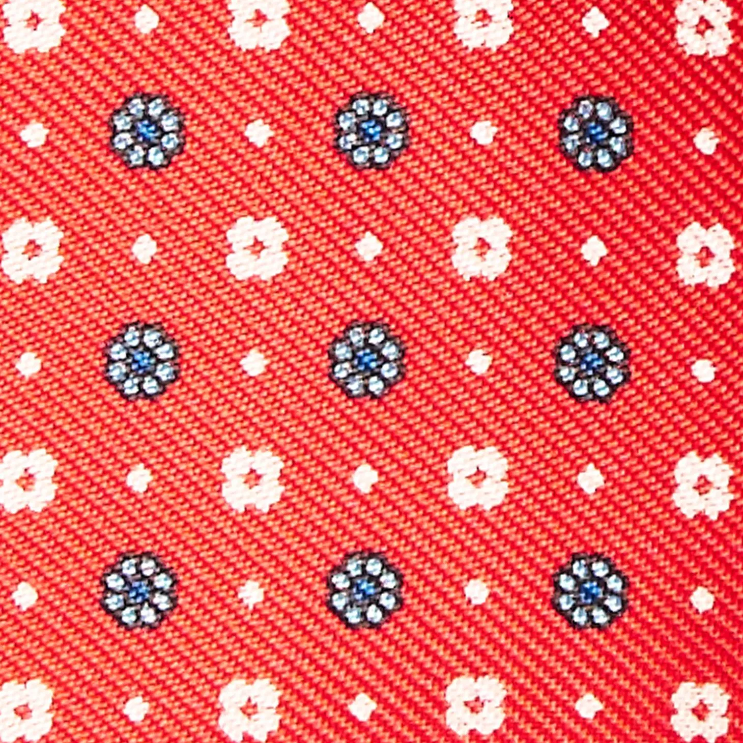 Red Silk Bowtie To Self-Tie - Small Flower Pattern