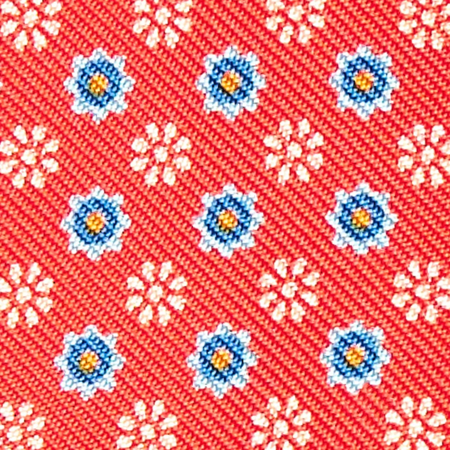 Red Silk Bowtie To Self-Tie - Small Flower Pattern