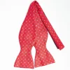 Red Silk Bowtie To Self-Tie - Small Flower Pattern