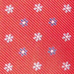 Red Silk Bowtie To Self-Tie - Small Flower Pattern