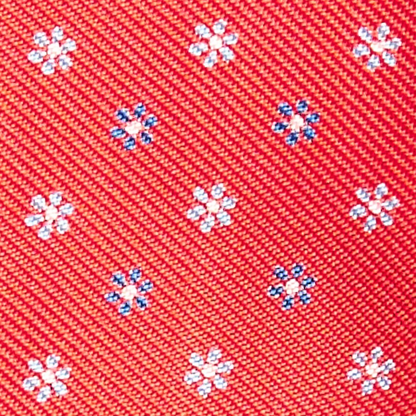 Red Silk Bowtie To Self-Tie - Small Flower Pattern