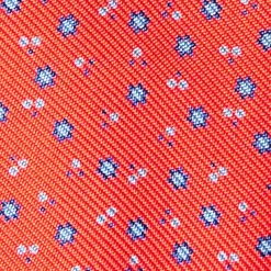 Red Silk Bowtie To Self-Tie - Small Flower Pattern