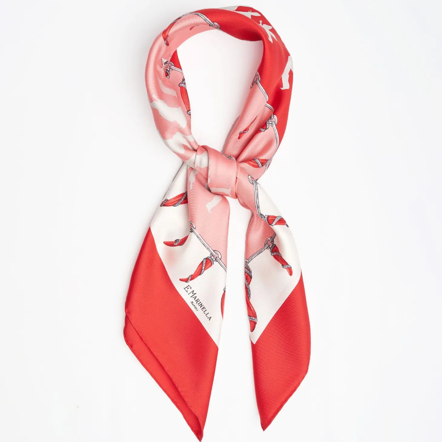 Red Silk Scarf 90 Lucky Pulcinella