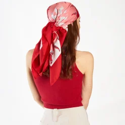 Red Silk Scarf 90 Lucky Pulcinella