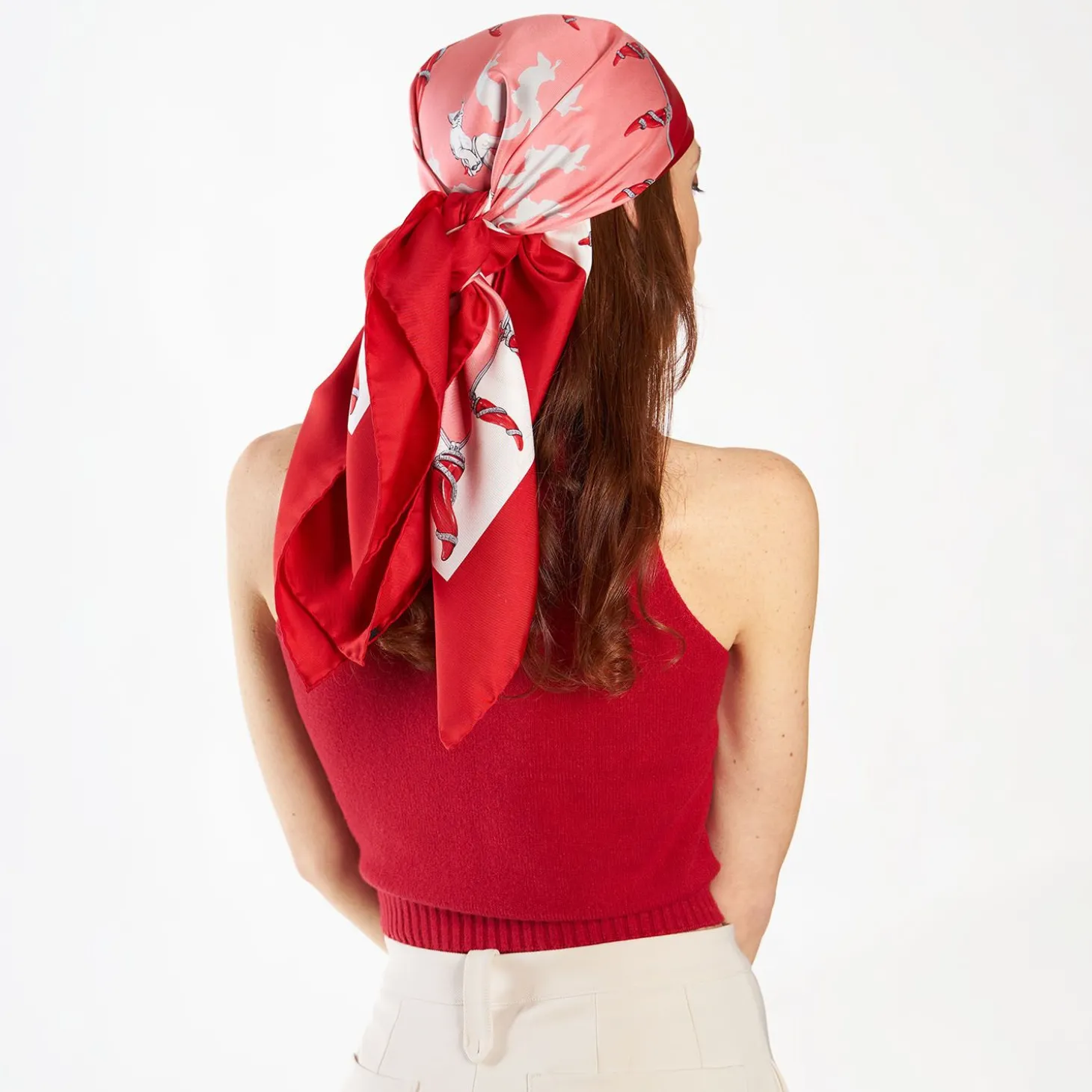 Red Silk Scarf 90 Lucky Pulcinella