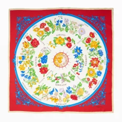 Red Silk Scarf 90 The Wheel Of Seasons
