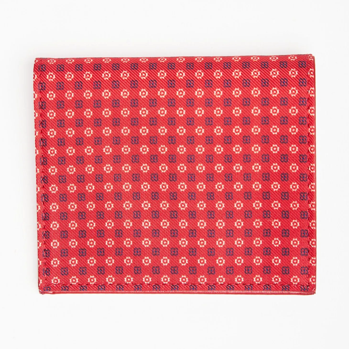 Red Small Wallet In Silk And Leather