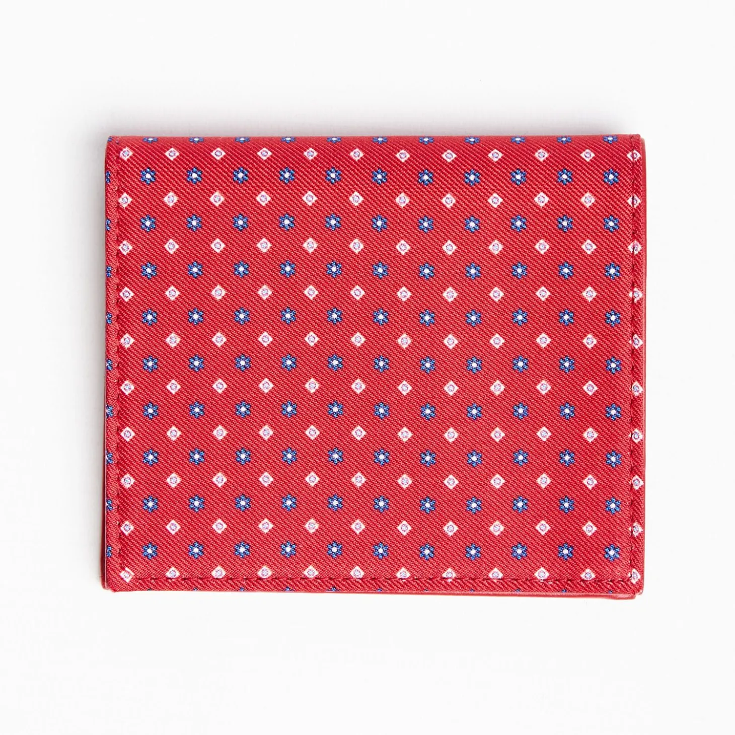 Red Small Wallet In Silk And Leather