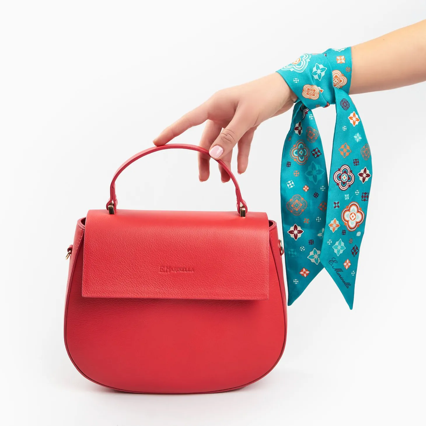 Red Smooth Leather Cleo Bag